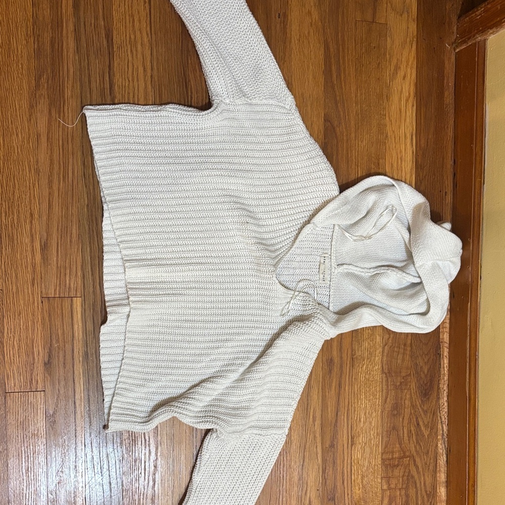 Cozy Cream Hooded Sweater Cropepd